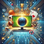 Tipbet88.site with elements of online betting, sports icons, casino chips, and a modern digital theme.